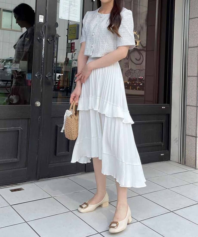 超美品】PEARLY GATES 韓国 フリルスカート ホワイト 超美品