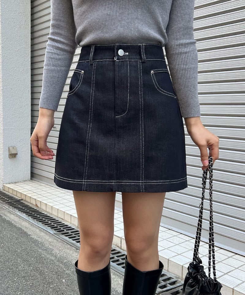 ステッチデニムミニスカート | 韓国ファッション 高速ターミナル