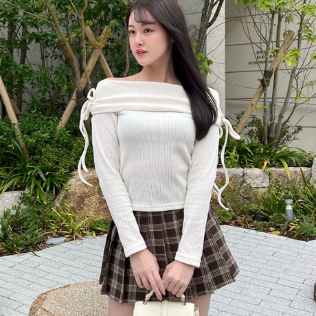 オフショルダー チェック柄 トップス オフショルダートップス | STORES