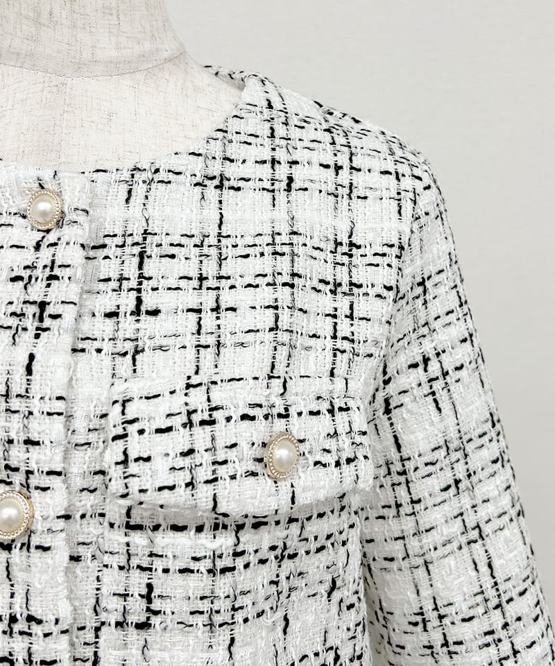 パールボタンツイードジャケット | 韓国ファッション 高速ターミナル