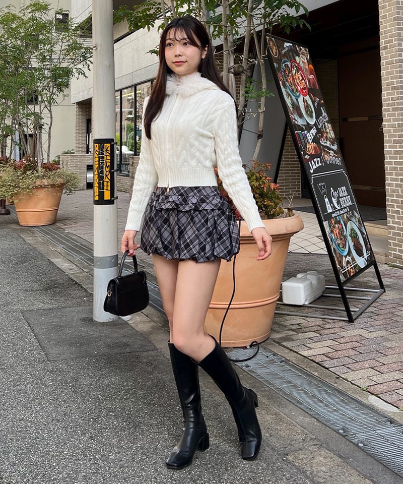 バルーンチェックミニスカート | 韓国ファッション 高速ターミナル