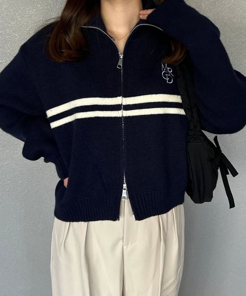 雑誌掲載】ロゴダブルジップニット | 韓国ファッション 高速ターミナル
