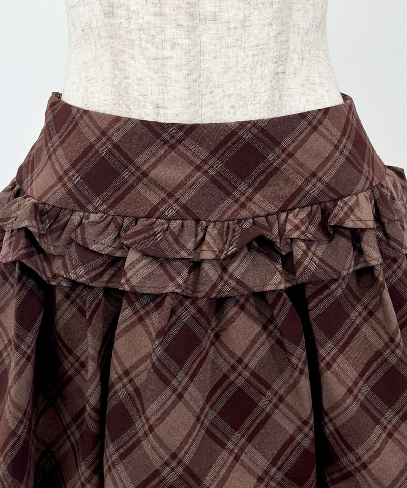 バルーンチェックミニスカート | 韓国ファッション 高速ターミナル