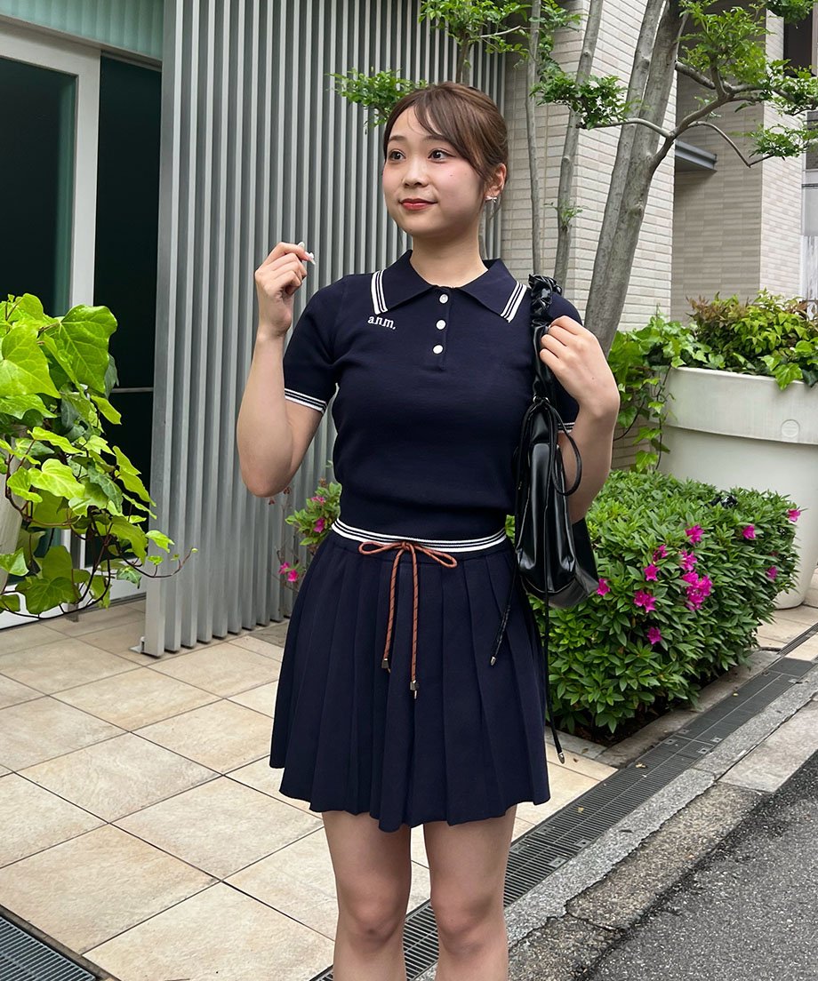韓国Malbon夏 ゴルフ速乾ポロ&プリーツスカートセット 韓国Malbon夏 ゴルフ速乾ポロ&プリーツスカートセット
