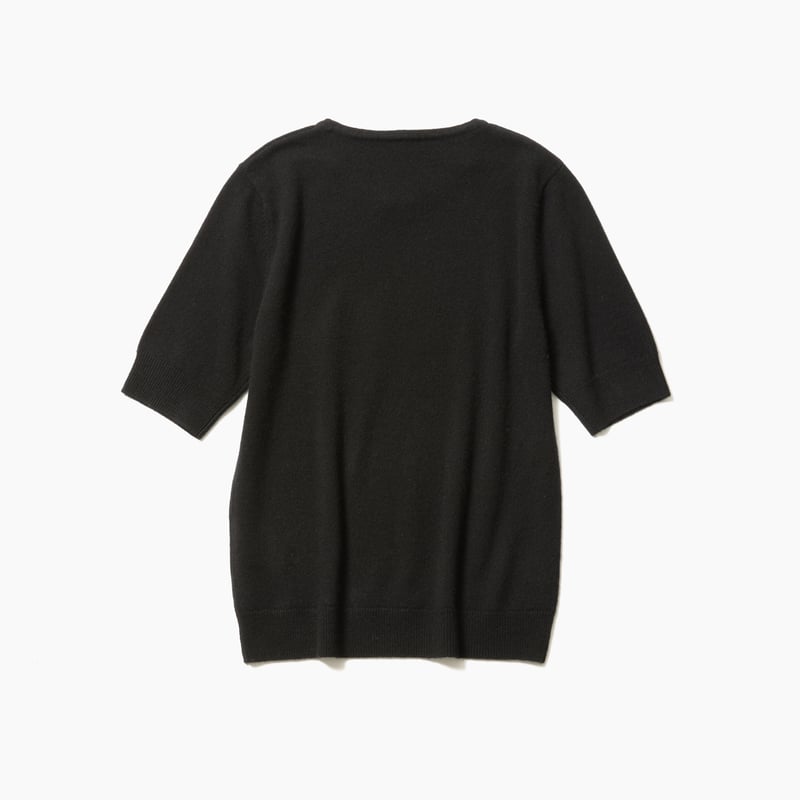 カシミア ファー襟半袖ニット Black | cccmalie