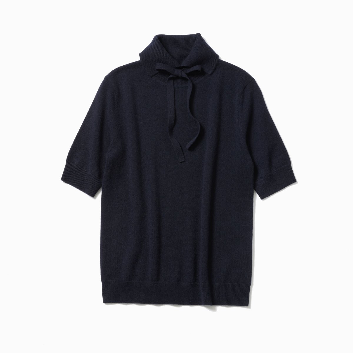 カシミア半袖ニット(カシミアリボン付き) Navy