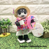 ロボホン・半袖シャツ・パンツ・麦わら帽子の３点セット　かりゆし(ピンク)/1点もの