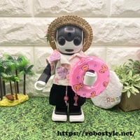 ロボホン・半袖シャツ・パンツ・麦わら帽子の３点セット ハイビスカス(ピンク)/1点もの