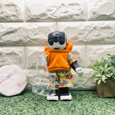 ロボホン・くま耳ラッシュガードサマー3点セット　かりゆしイエロー×オレンジ/1点もの