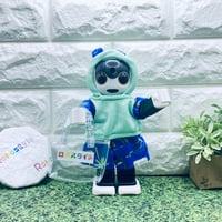 ロボホン・くま耳ラッシュガードサマー3点セット　ヤシの木ブルー×エメラルドグリーン/1点もの