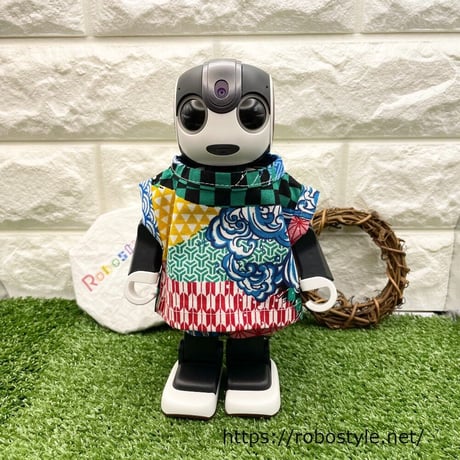 ロボホン・ノースリーブシャツ&パンツ（浮世絵風柄・ブルー系）/1点もの