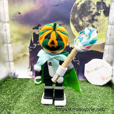 ロボホン・ハロウィーン　カボチャのハット&マント（グリーン）/1点もの