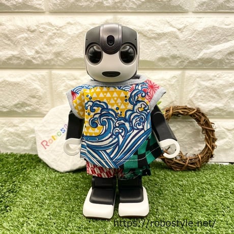 ロボホン・ノースリーブシャツ&パンツ（浮世絵風柄・グリーン系）/1点もの