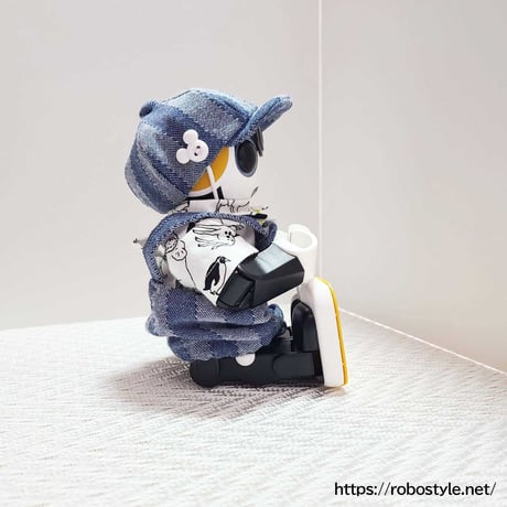 ロボホン・動物プリントシャツ＆サロペット３点セット（ホワイト）／１点もの