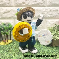 ロボホン・半袖シャツ・パンツ・麦わら帽子の３点セット ハイビスカス(ブルー)/1点もの