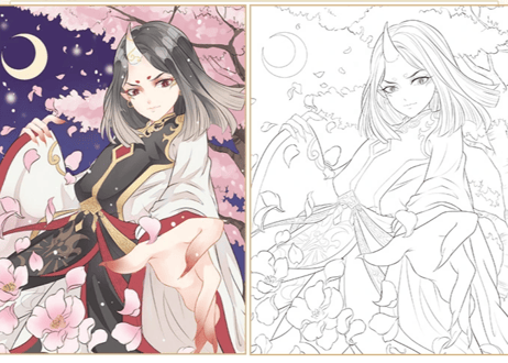【ぬり絵ブック】百妖行玉人歌  古风涂色线描集 　※色見本付き