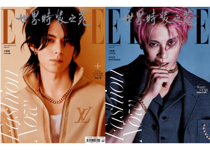 王鹤棣 ワンホーディー】ELLE 世界时装之苑 2025年9月〔カード4枚