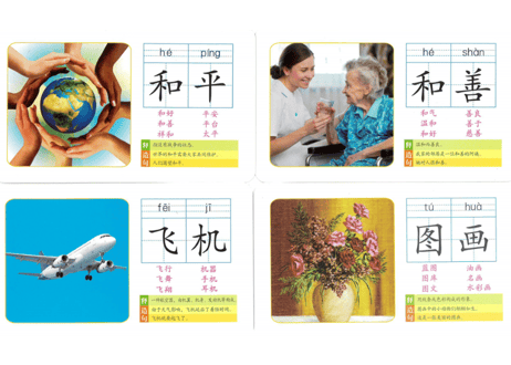 【５, ６才向け】あそんで身につく学習セット　『中国語脳ドリルとフラッシュカード【３種類（ 単語と 唐詩と成語）】』のセット