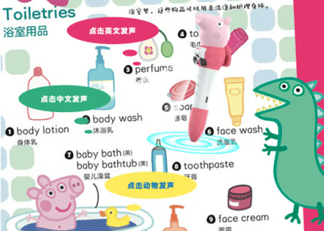 【BEILING(贝灵)】ペッパピッグのたんご図鑑(2冊セット) 小猪佩奇幼儿图解小百科  ≪2か国語（中国語・英語）≫※別売の【贝灵BEILING】音声タッチペン対応※
