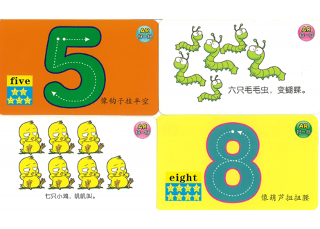 【２,３才向け】あそんで身につく学習セット　『中国語脳ドリルとフラッシュカード【２種類（すうじ と どうぶつ）】』のセット