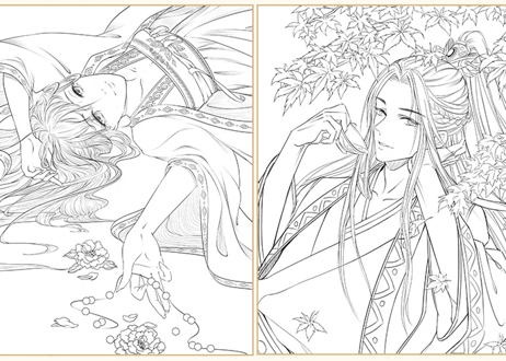 【ぬり絵ブック】思美人醉花颜 古风涂色线描集