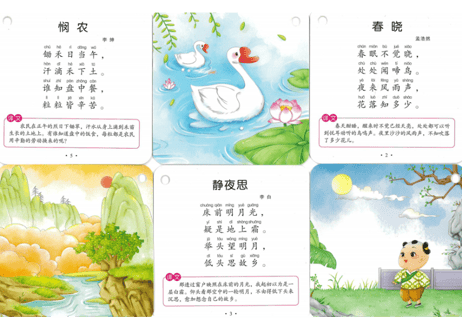 【５, ６才向け】あそんで身につく学習セット　『中国語脳ドリルとフラッシュカード【３種類（ 単語と 唐詩と成語）】』のセット