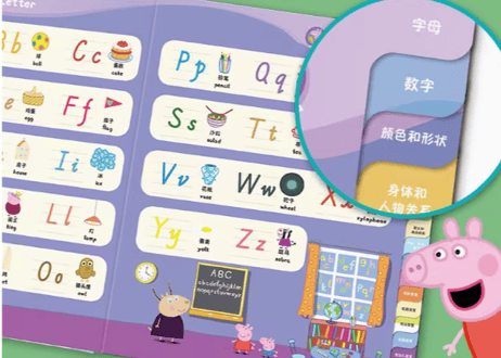 【BEILING(贝灵)】ペッパピッグのたんご大図鑑    小猪佩奇 启蒙认知大百科  ≪2か国語（中国語・英語）≫※別売の【贝灵BEILING】音声タッチペン対応