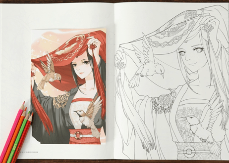 【ぬり絵ブック】远山黛  唯美古风线描涂色集