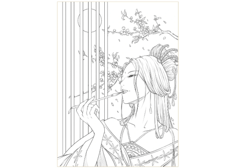 【ぬり絵ブック】思美人醉花颜 古风涂色线描集