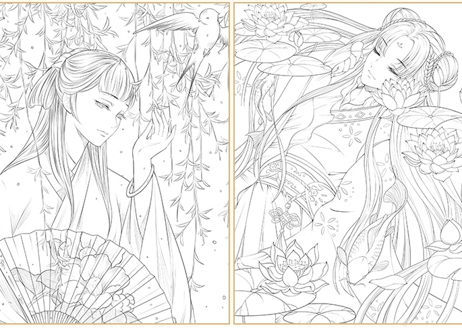 【ぬり絵ブック】思美人醉花颜 古风涂色线描集