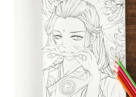 【ぬり絵ブック】远山黛  唯美古风线描涂色集