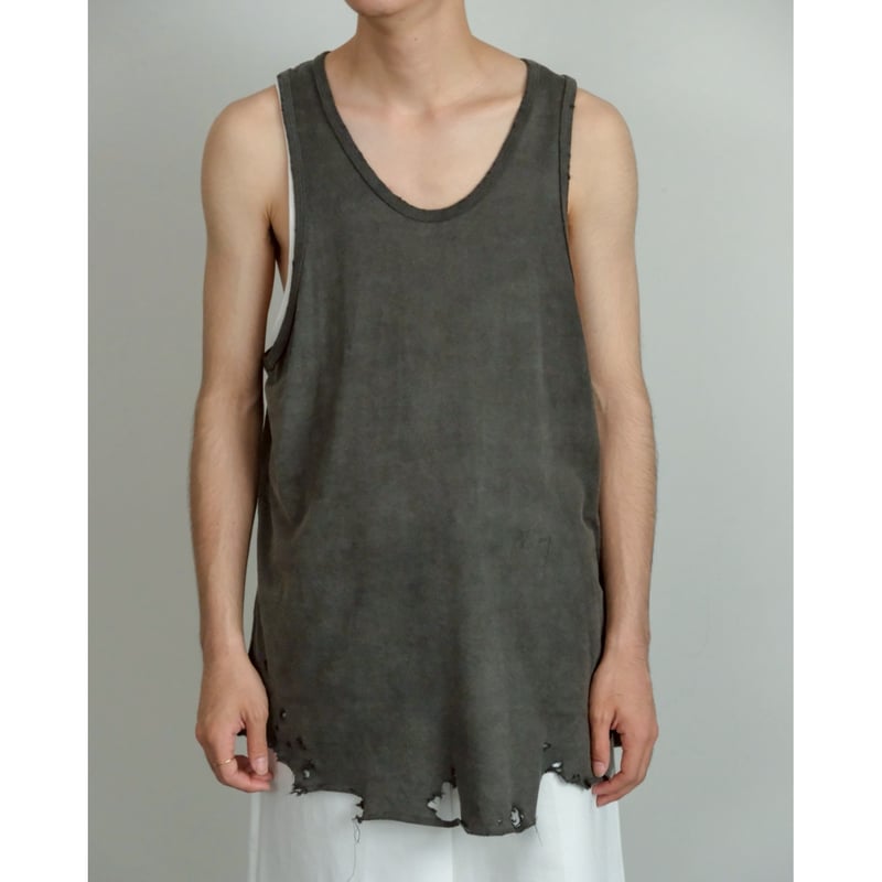 ANCELLM / DAMAGE TANK TOP(BLACK)　2 ANCELLM - DAMAGE WAFFLE TANK TOP/BLACK | NapsNote