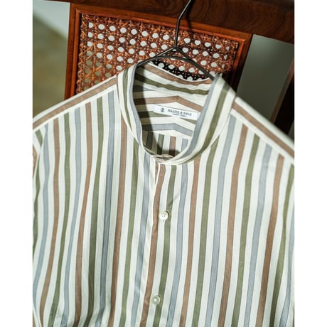 MAATEE&SONS Si/C STRIPE BAND COLLAR SHIRTS