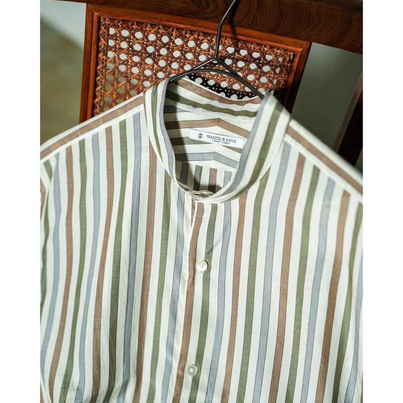 MAATEE&SONS Si/C STRIPE BAND COLLAR SHIRTS | Mu