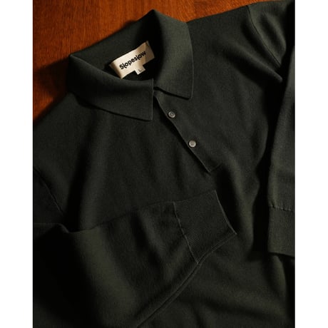 slopeslow "Paper/High Twist Wool" Half Mirano Rib Polo Sweater L/S