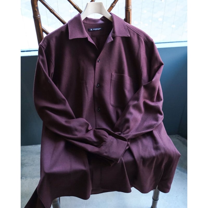 MAATEE&SONS WOOL SAXSONY OPEN COLLAR SHIRTS | M