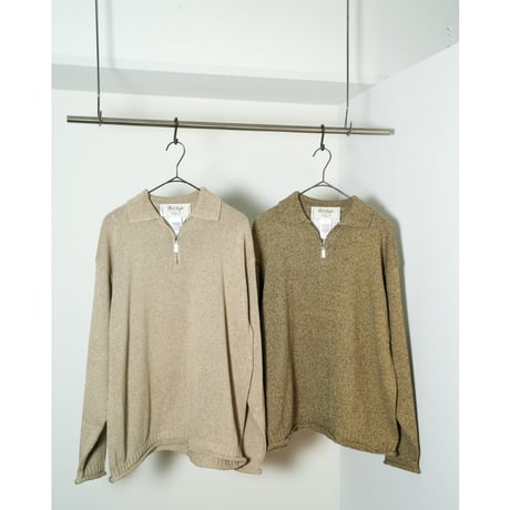 Olde H&Daughter SILK COTTON HALF ZIP P/O