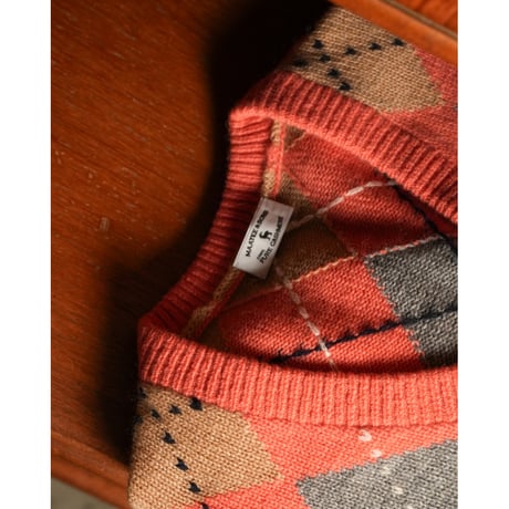 MAATEE&SONS Ex. KATEIKI CASHMERE ARGYLE V-NECK SWEATER