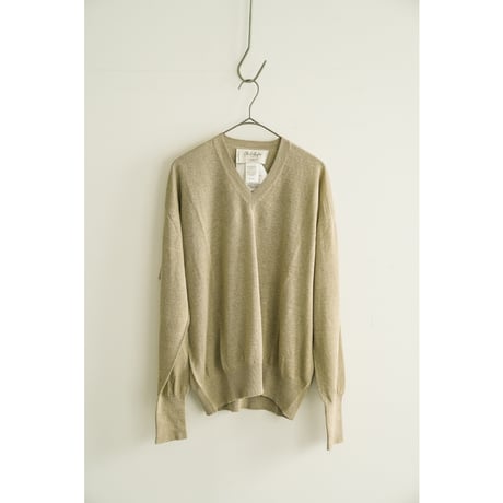 Olde H&Daughter LINEN SILK PLAIN STITCH V NECK L/S