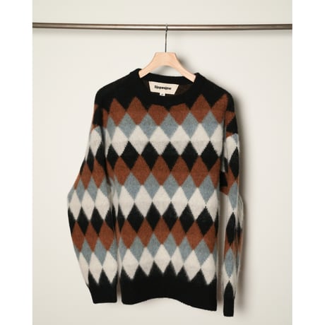 slopeslow BRUSHED DOUBLE JACQUARD CREW NECK SWEATER