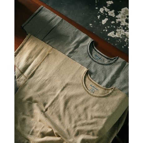 Olde Homesteader "YOUTH" MOIRE STRIPE JERSEY CREW NECK SHORT SLEEVE