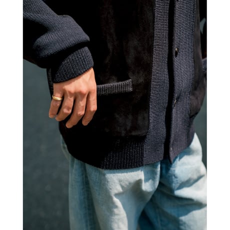 Olde H & Daughter Ex. WORSTED WOOL / SHEEP SUEDE COMBINATION JACKET