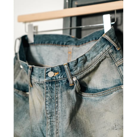ANCELLM DAMAGE WIDE 5P DENIM PANTS