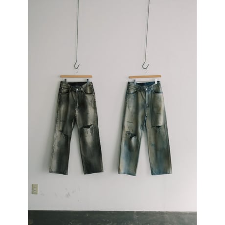 ANCELLM CRASH MIDDLE STRAIGHT 5P DENIM PANTS