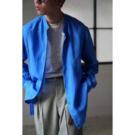 MAATEE&SONS LINEN GAUZE BAND COLLAR SHIRTS