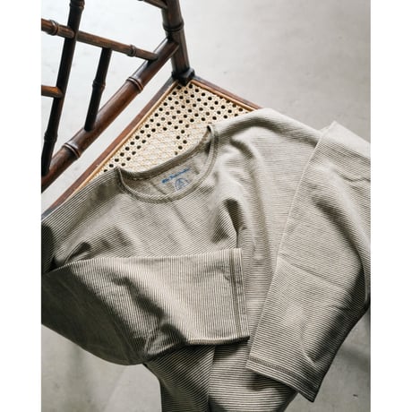 Olde Homesteader "YOUTH" MOIRE STRIPE JERSEY CREW NECK LONG SLEEVE
