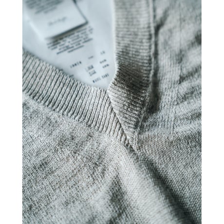 Olde H&Daughter LINEN SILK PLAIN STITCH V NECK L/S