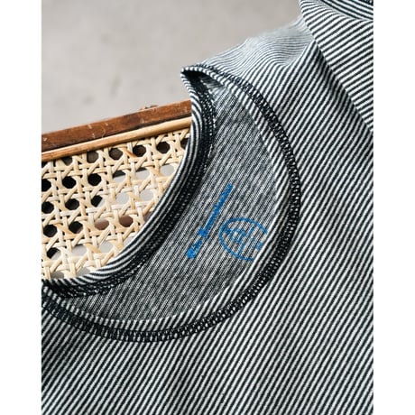 Olde Homesteader "YOUTH" MOIRE STRIPE JERSEY CREW NECK LONG SLEEVE