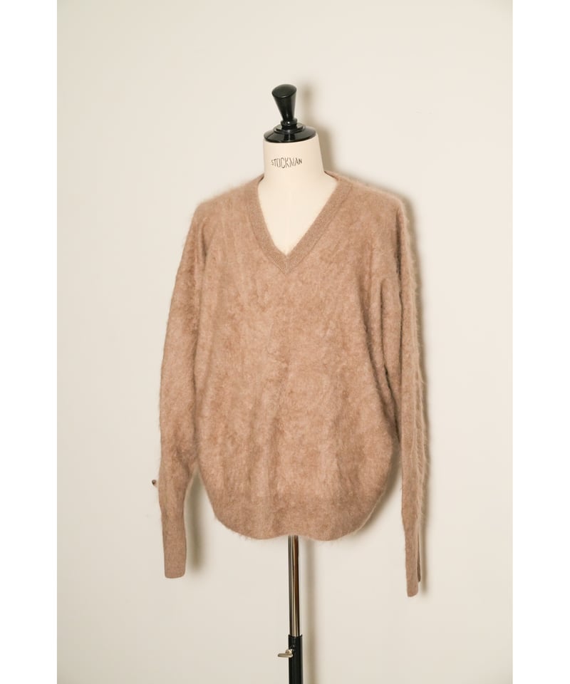 Olde H & Daughter FUR CASHMERE V-NECK KNITWEAR ...