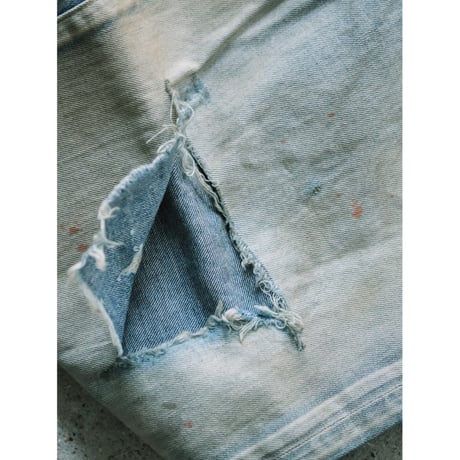 ANCELLM CRASH MIDDLE STRAIGHT 5P DENIM PANTS